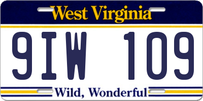 WV license plate 9IW109
