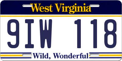 WV license plate 9IW118