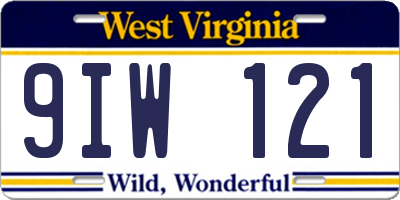 WV license plate 9IW121