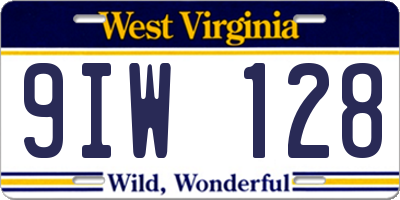 WV license plate 9IW128