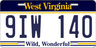 WV license plate 9IW140
