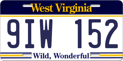WV license plate 9IW152