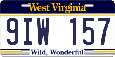 WV license plate 9IW157