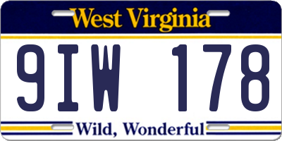 WV license plate 9IW178