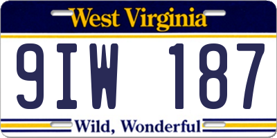 WV license plate 9IW187