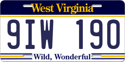 WV license plate 9IW190