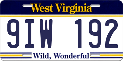 WV license plate 9IW192