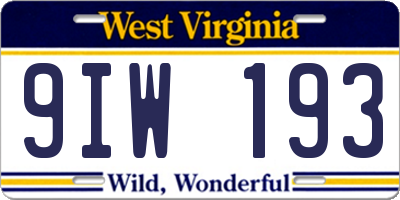 WV license plate 9IW193