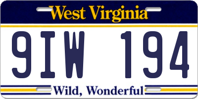 WV license plate 9IW194