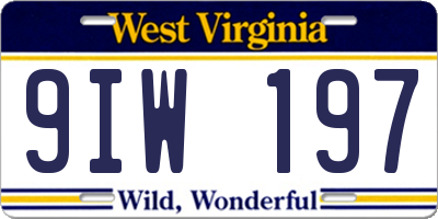 WV license plate 9IW197