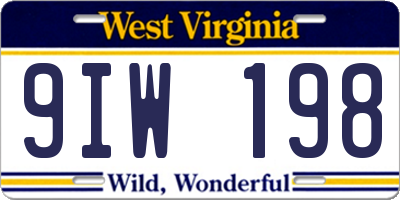 WV license plate 9IW198