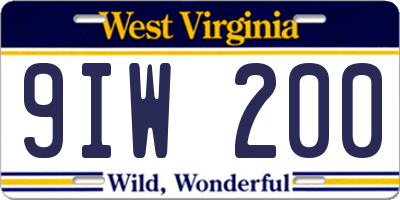 WV license plate 9IW200