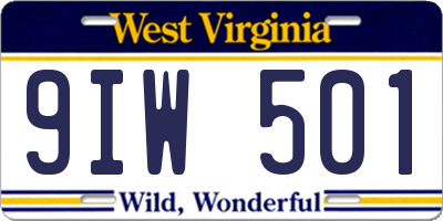 WV license plate 9IW501