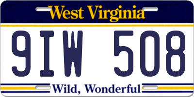 WV license plate 9IW508