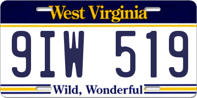 WV license plate 9IW519