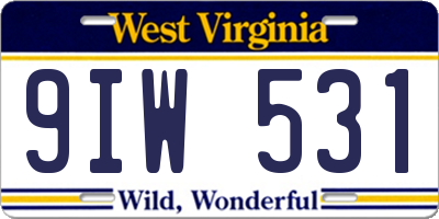 WV license plate 9IW531