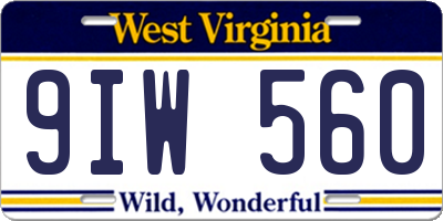 WV license plate 9IW560