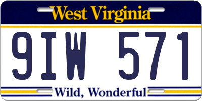 WV license plate 9IW571