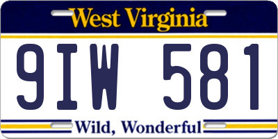 WV license plate 9IW581