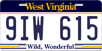 WV license plate 9IW615