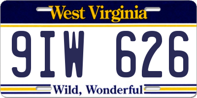 WV license plate 9IW626