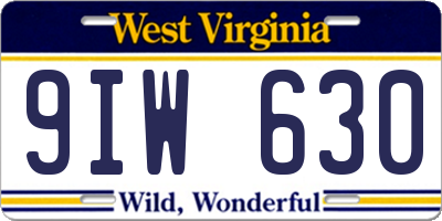 WV license plate 9IW630