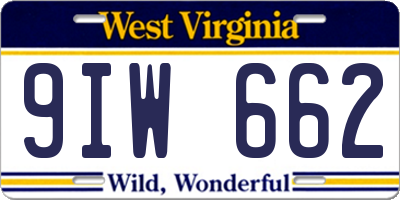 WV license plate 9IW662