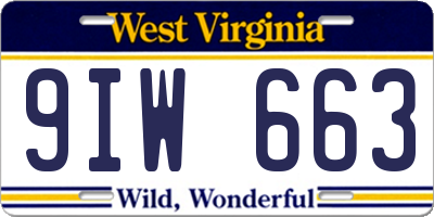 WV license plate 9IW663