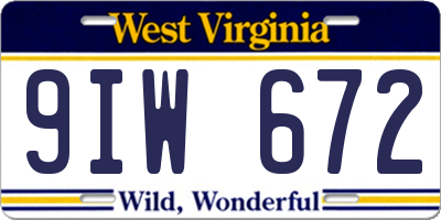 WV license plate 9IW672