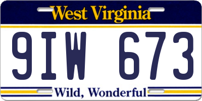 WV license plate 9IW673