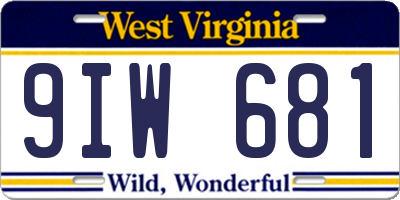 WV license plate 9IW681