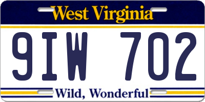 WV license plate 9IW702