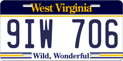 WV license plate 9IW706