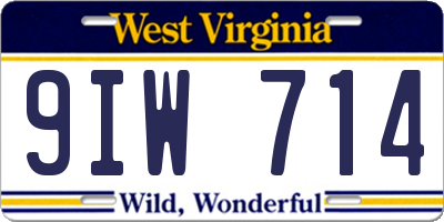 WV license plate 9IW714