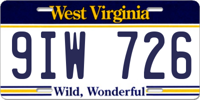 WV license plate 9IW726