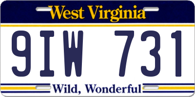 WV license plate 9IW731