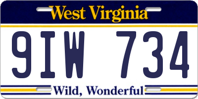 WV license plate 9IW734