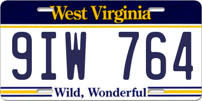 WV license plate 9IW764