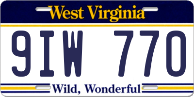 WV license plate 9IW770