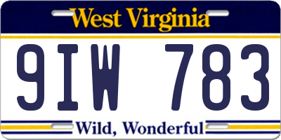 WV license plate 9IW783