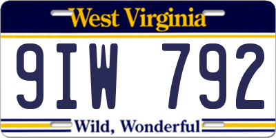 WV license plate 9IW792