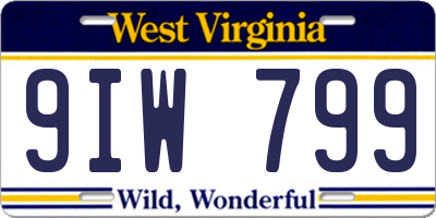 WV license plate 9IW799