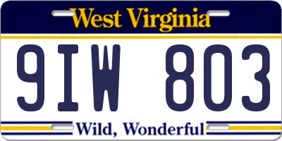 WV license plate 9IW803