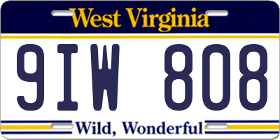 WV license plate 9IW808