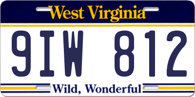 WV license plate 9IW812