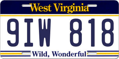 WV license plate 9IW818