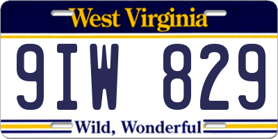 WV license plate 9IW829