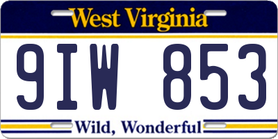WV license plate 9IW853