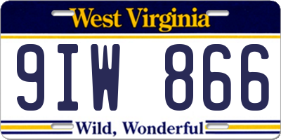 WV license plate 9IW866