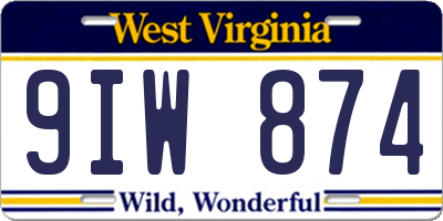 WV license plate 9IW874
